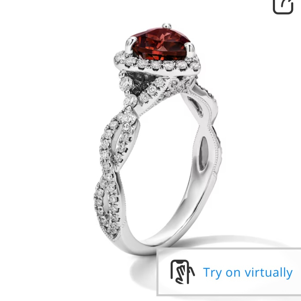 Neil Lane Rhodolite Garnet & Diamond Ring 1/2 Cut Round Cut 14k White Gold - Picture 3 of 7
